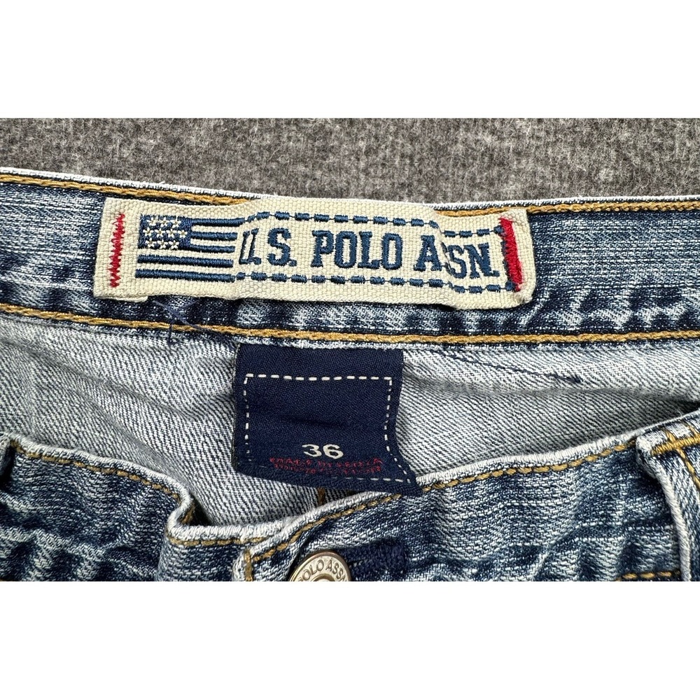 VTG US Polo ASSN Jean Shorts Baggy Y2K Men's Sz 36 Skater Carpenter Thrashed - Picture 8 of 16